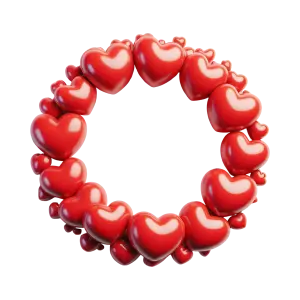 Circular Frame Made of Shiny Red Hearts