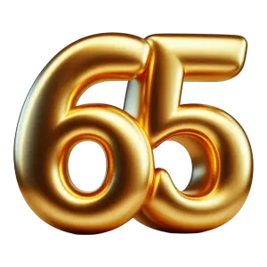 Golden 65 Number Balloon Style