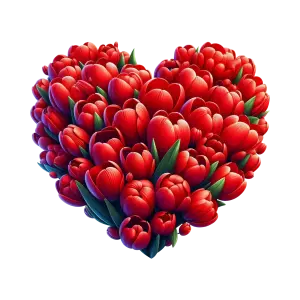 Heart Shape Made of Red Tulip Flowers