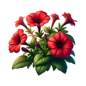 Red Petunias with Green Leaves PNG
