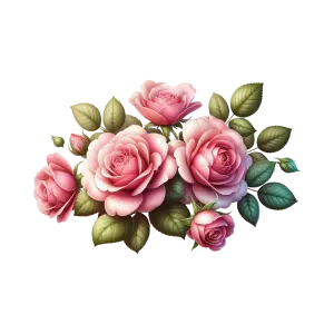 Pink Roses with Green Leaves Floral Arrangement