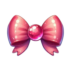 Glossy Pink Bow with Gemstone Center
