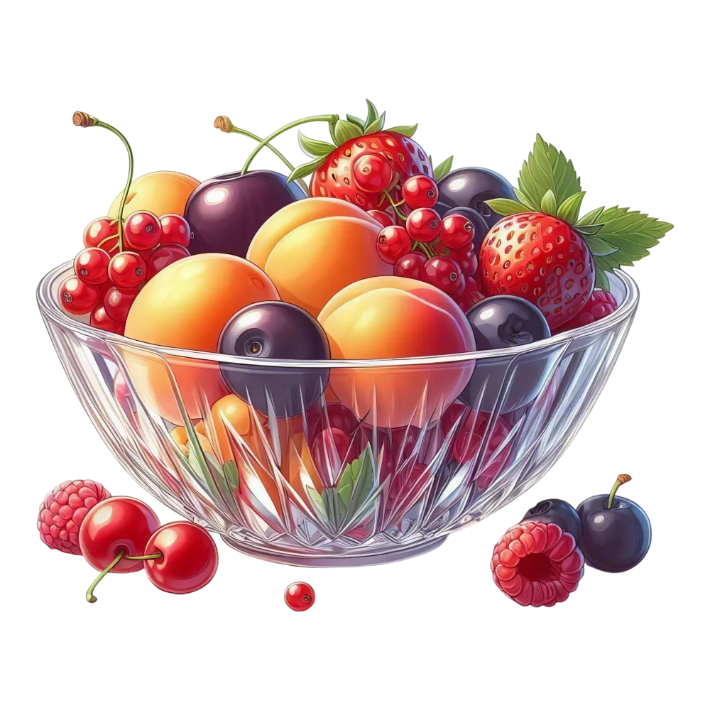 Crystal Bowl of Mixed Fresh Summer Fruits