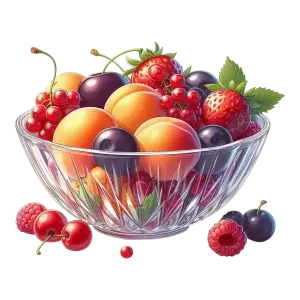 Crystal Bowl of Mixed Fresh Summer Fruits