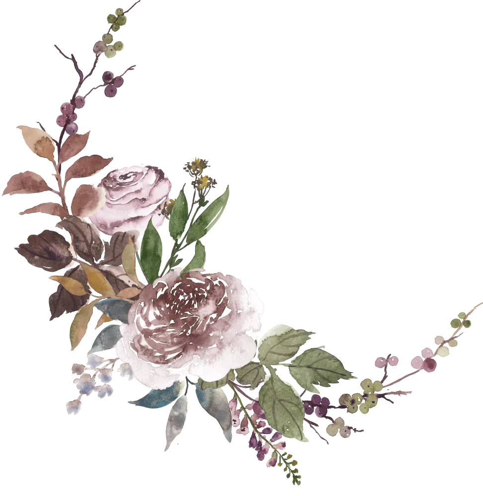 Watercolor Floral Corner Design with Roses and Greenery
