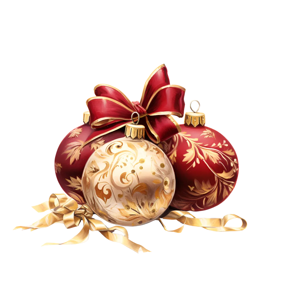 Red and Gold Christmas Ornaments with Ribbon