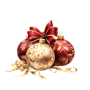 Red and Gold Christmas Ornaments with Ribbon