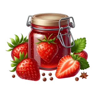 Jar of Strawberry Jam with Fresh Strawberries and Spices
