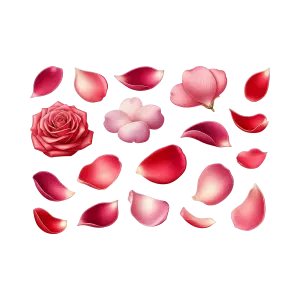 Realistic Rose and Mixed Flower Petals with One Bloom