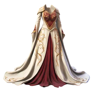 Elegant Medieval-style Royal Gown with Gold Embroidery