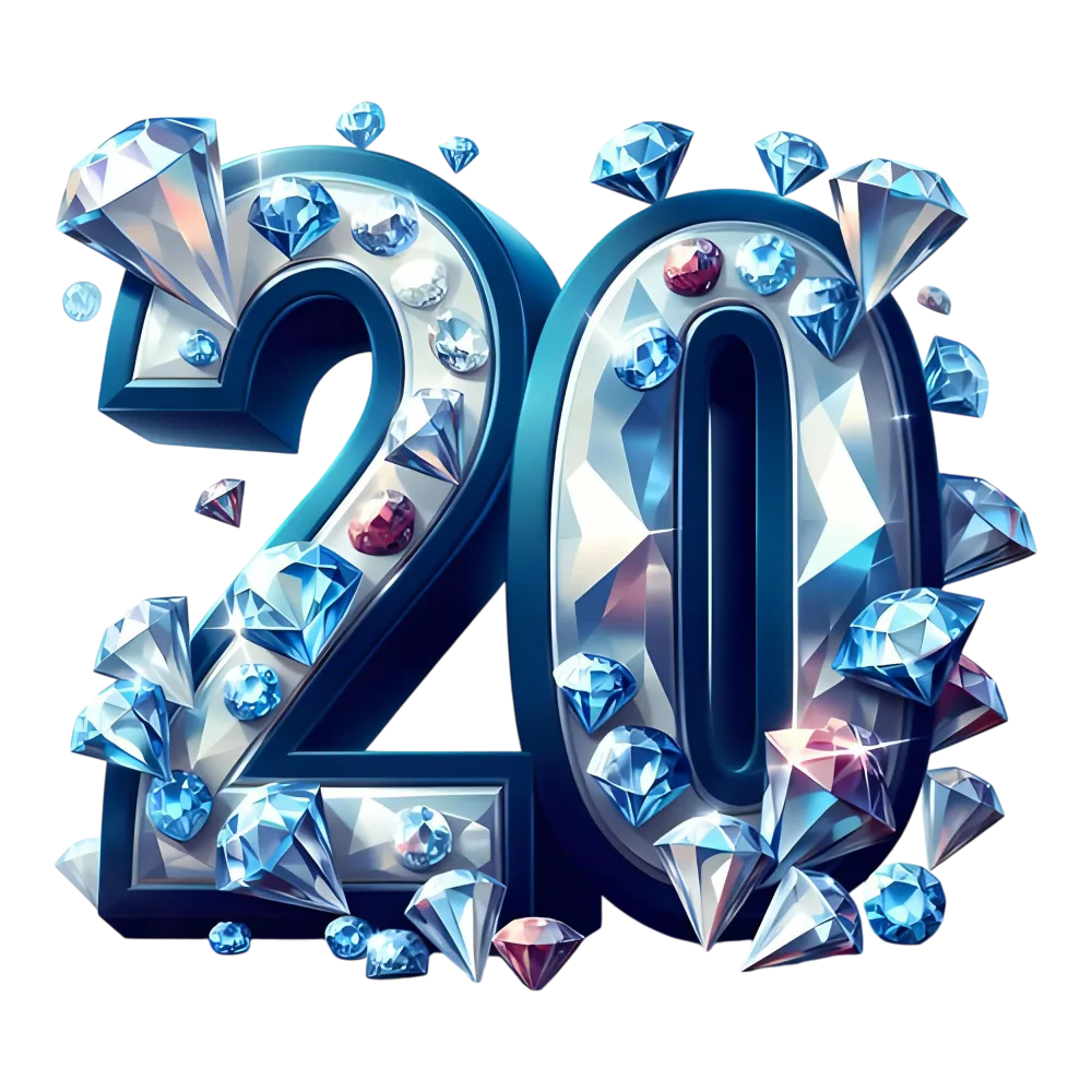 Number 20 with Blue and White Diamonds