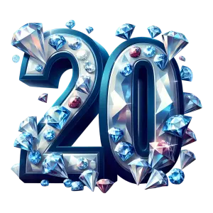 Number 20 with Blue and White Diamonds