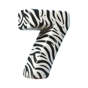 Number 7 with Zebra Stripes Pattern