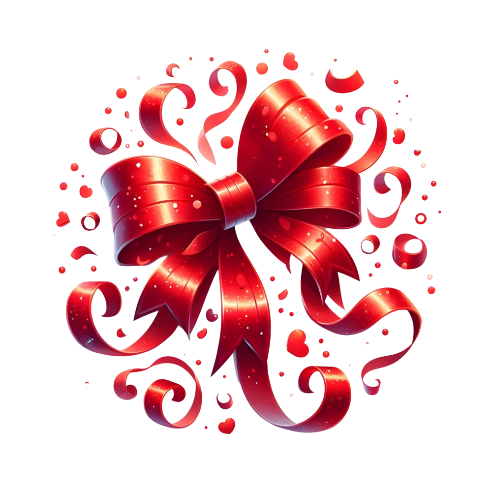 Festive Red Ribbon Bow with Curling Streamers