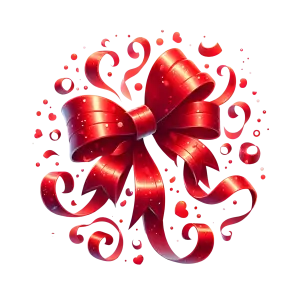 Festive Red Ribbon Bow with Curling Streamers