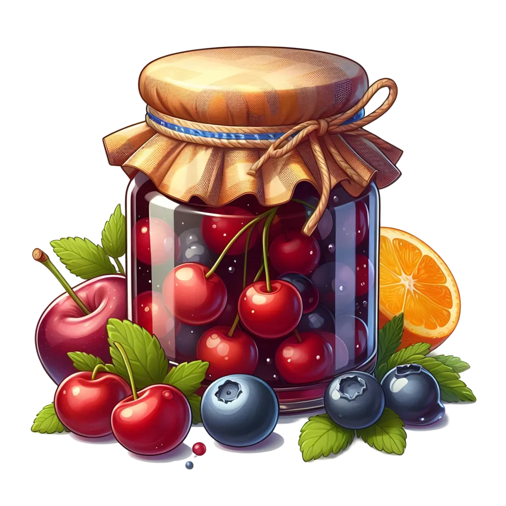 Jar of Mixed Berry Jam with Fresh Fruits