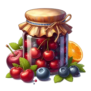 Jar of Mixed Berry Jam with Fresh Fruits