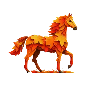 Horse Shaped from Autumn Leaves Illustration