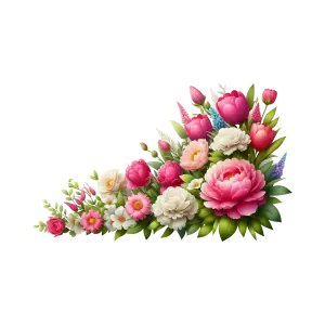 Colorful Floral Corner Bouquet PNG