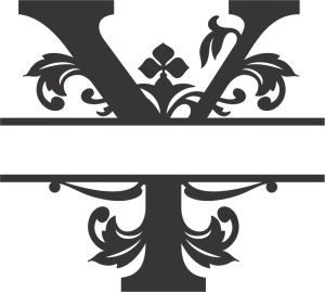 Ornate Vintage Floral Divider with Horizontal Bar
