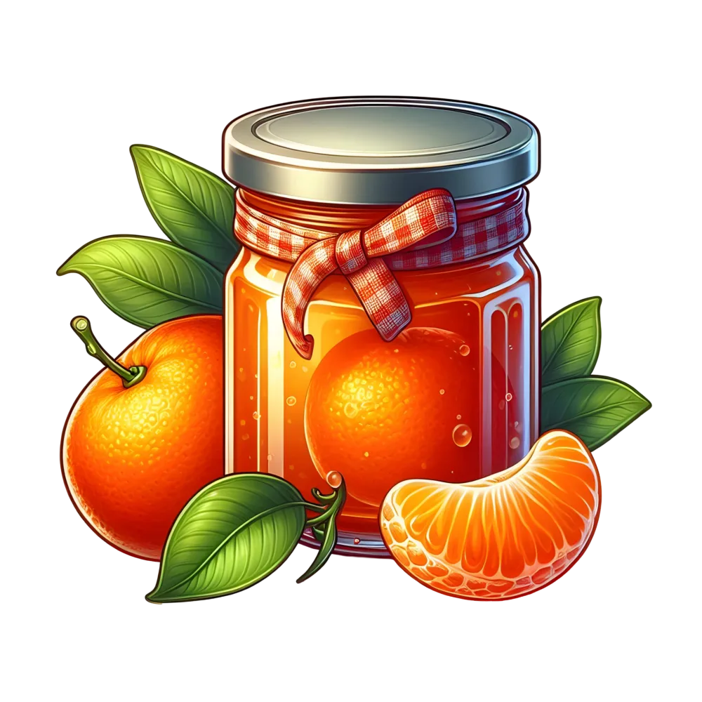 Jar of Tangerine Jam with Fresh Tangerines and Leaves
