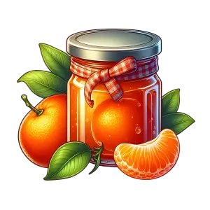 Jar of Tangerine Jam with Fresh Tangerines and Leaves