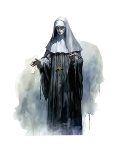 Creepy Nun with Cross in Horror Style