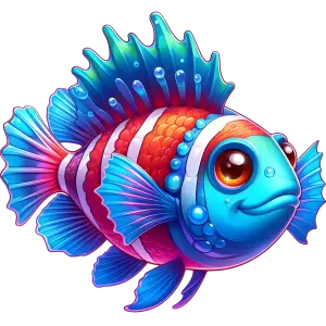 Colorful Cartoon Clownfish with Large Eyes