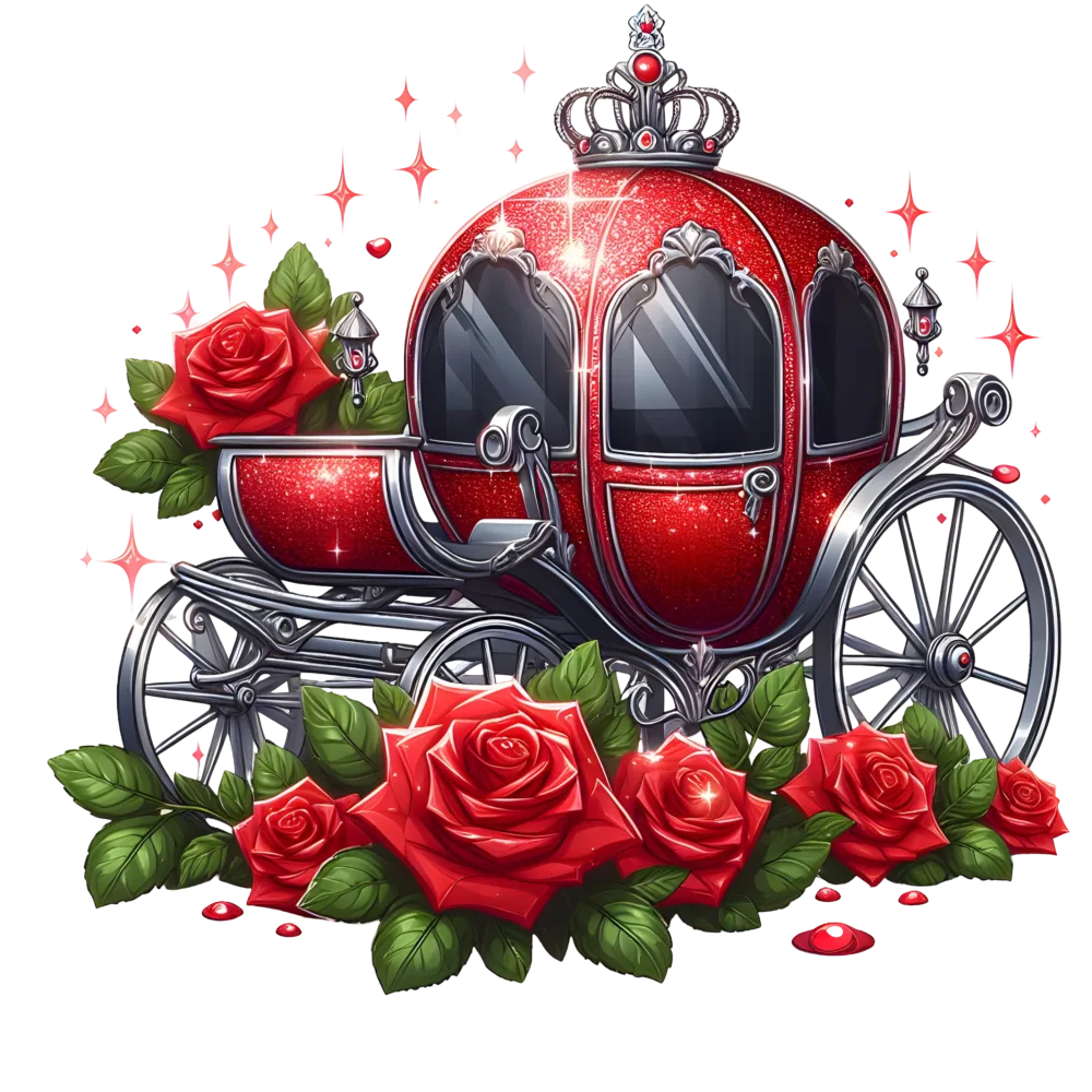 Royal Red Glitter Carriage with Roses