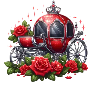 Royal Red Glitter Carriage with Roses