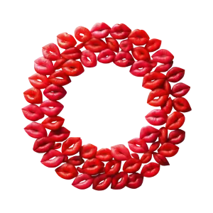 Circle of Red Lips Pattern