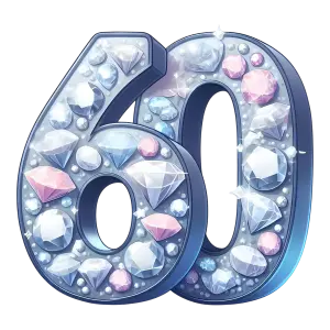 Diamond Embellished Number Sixty