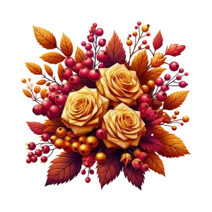 Autumn Bouquet with Yellow Roses and Berries