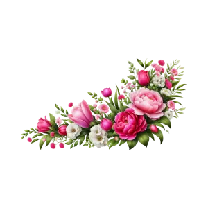 Pink and White Floral Corner Bouquet Illustration