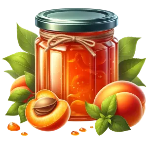 Jar of Apricot Jam with Fresh Apricots and Leaves