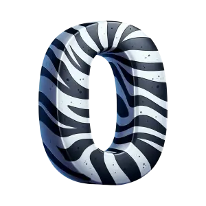 3D Zebra Pattern Number Zero