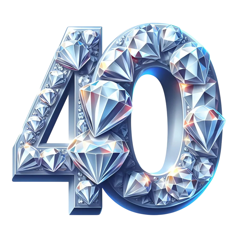 Gemstone Encrusted Number 40