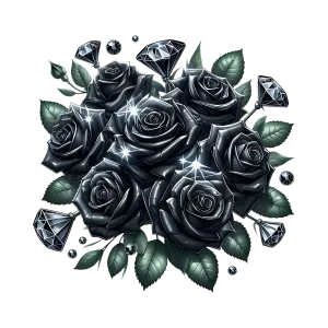 Shiny Black Roses Bouquet with Diamond Accents