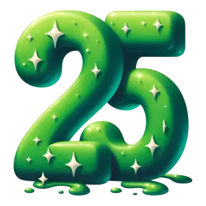 Green Slimy Number 25 with Sparkles