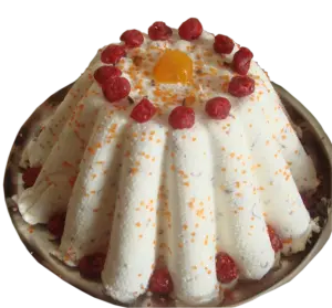 Traditional Russian Easter Paskha Cheese Dessert with Dried Fruits