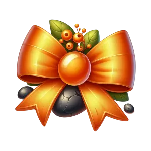 Orange Decorative Bow with Berries and Leaves
