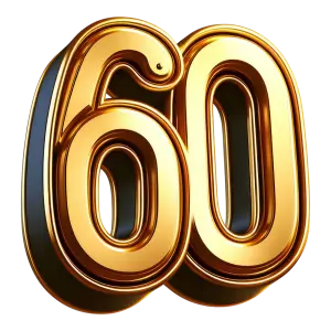 Golden Number 60 3D Illustration