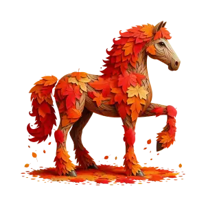 Horse Made of Autumn Leaves