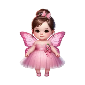 Cute Baby Fairy Doll in Pink Dress with Butterfly Wings
