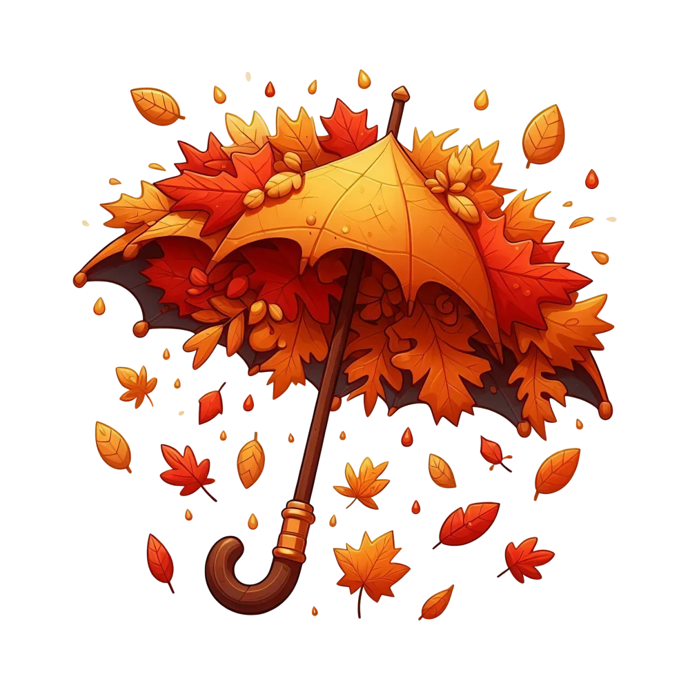 Autumn Leaves Umbrella Illustration