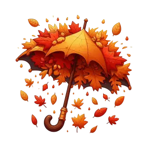 Autumn Leaves Umbrella Illustration