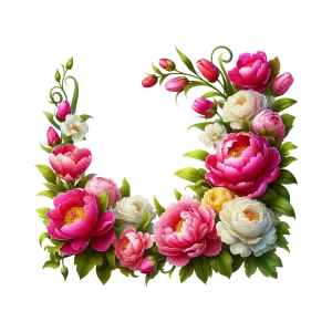 Bright Pink and White Peonies Floral Corner Wreath