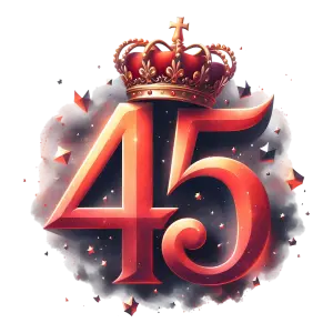 Royal Number 45 with Gold Crown and Smoke Effect