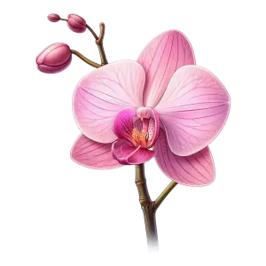 Pink Orchid Flower with Buds on Stem
