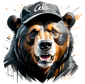 Cool Bear Wearing Cake Logo Cap Illustration